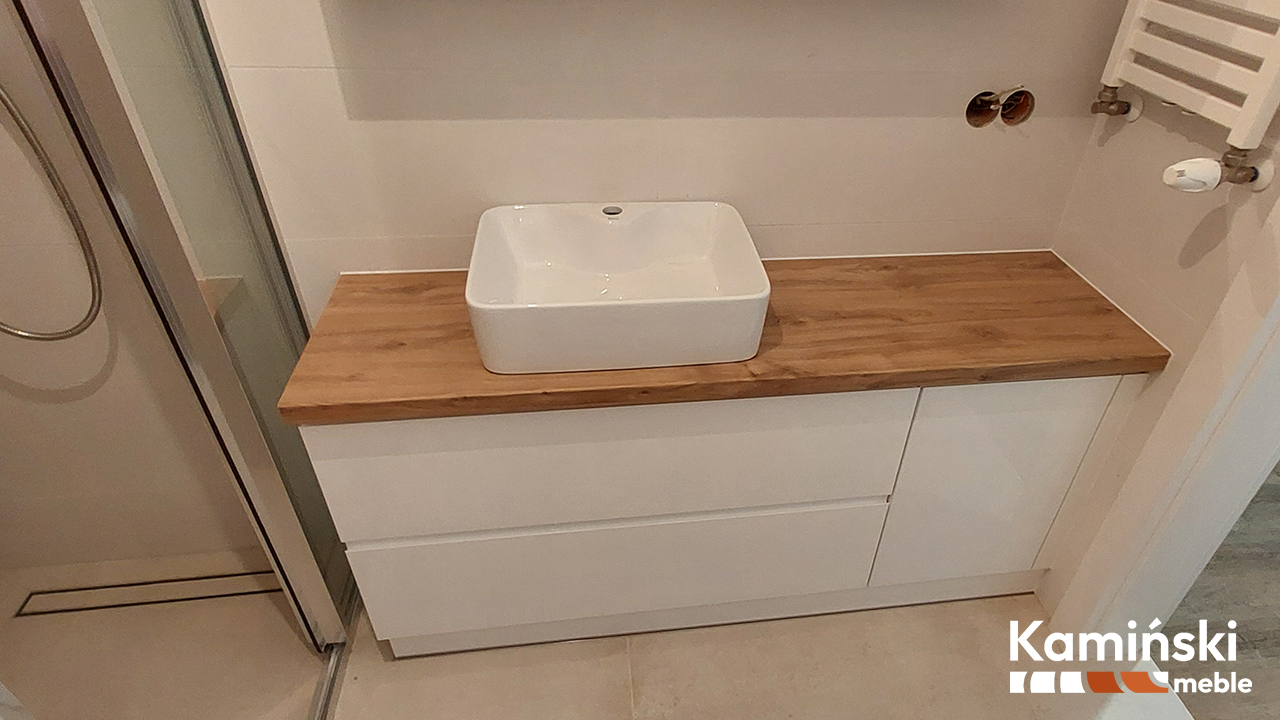 Szafka łazienkowa z umywalką nablatową – meble na wymiar do łazienki, Iława
